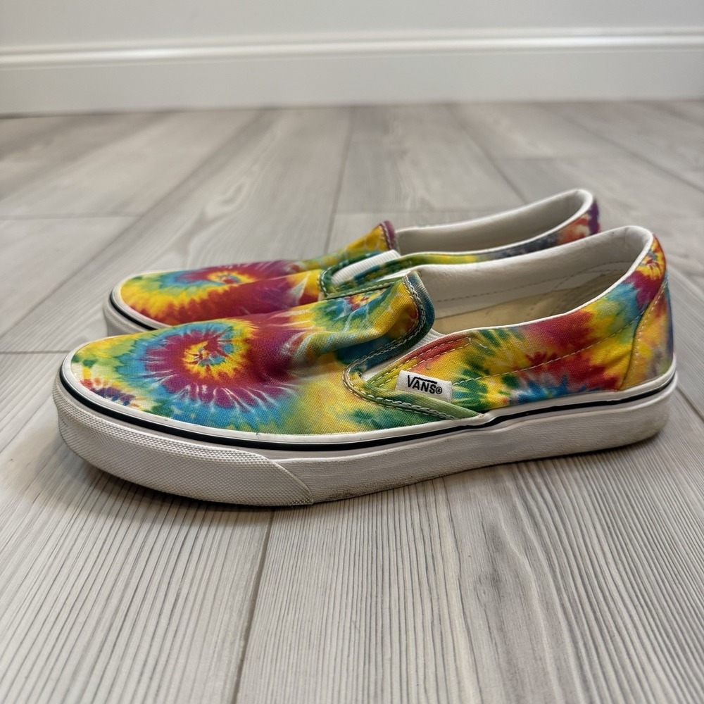 Vans Unisex RAINBOW Tie Dye Gender Inclusive M 8 / WM 9.5 Skate Slip On's